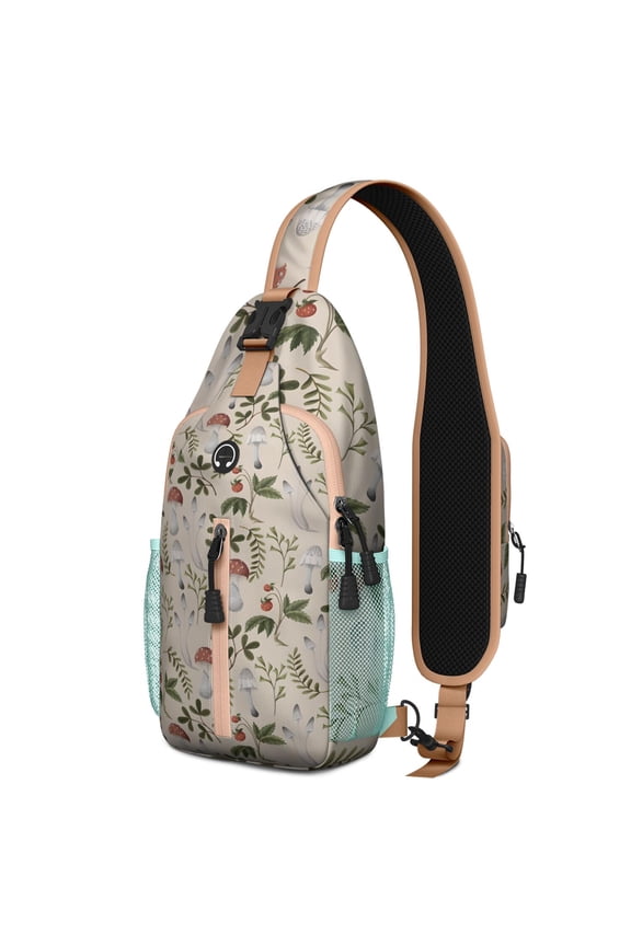 Colorful Earthy Rustic Lightweight Sling Bag for Women Men – Reinforced stitching, Reversible strap, Durable polyester – Ethnic Boho chic Aesthetic Design for Travel, Hiking, Outdoor