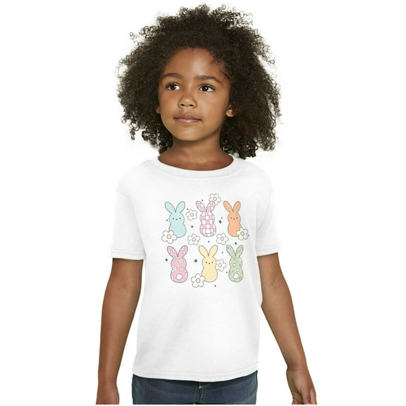 Colorful Easter Bunny Patterns Girls Kids T Shirt Tees Teen Brisco Brands S