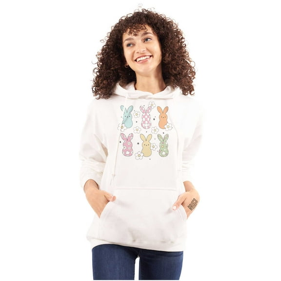Colorful Easter Bunny Patterns Hoodie Sweatshirt Women Brisco Brands L