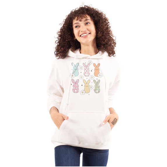 Colorful Easter Bunny Patterns Hoodie Sweatshirt Women Brisco Brands S