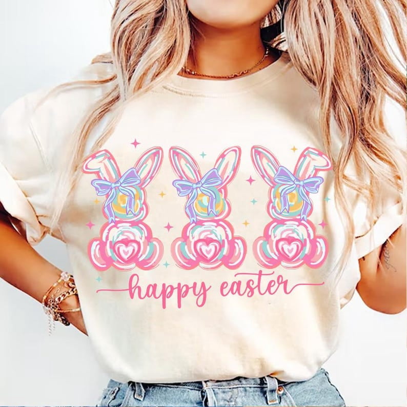 VVNTY Happy Easter T-Shirt For Women - Purple, X-Large