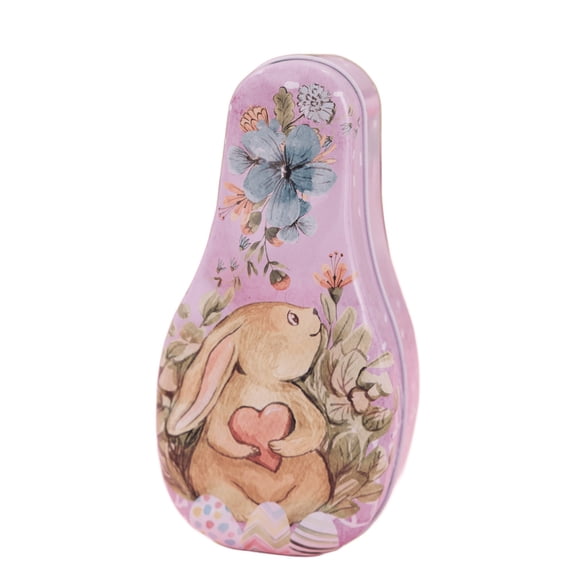 Colorful Easter Bunny Tin Box, Metal Gift Container for Easter Candy, Party Favors and Holiday Decoration, Reusable Storage Box for Kids
