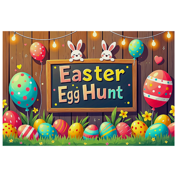 Colorful Easter Bunny and Egg Themed Backdrop Banner for Easter Hunt Party Decoration Photography Props Easter Party Decor Background Decorations