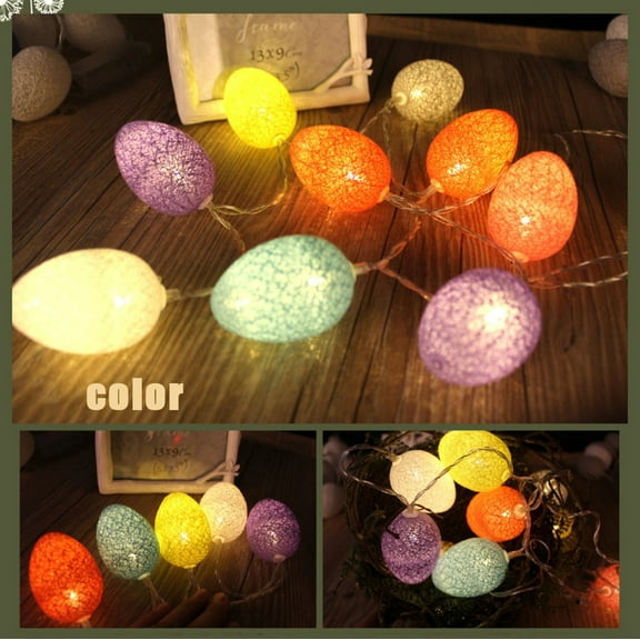 Colorful Easter Egg String Lights, 10 LED Egg Fairy Lights, Battery-Powered Decorative Lights for Bedroom, Easter Party, Holiday, Wedding & Home Decor