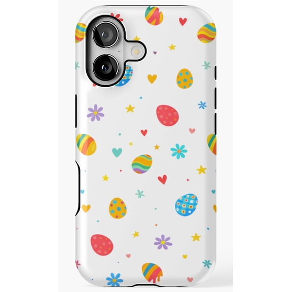 Colorful Easter Eggs Flowers Heart Phone Case for iPhone 11 12 13 14 15 16 17 Pro Max