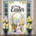 thumbnail image 1 of Colorful Easter Eggs Happy Easter Banner Cute Bunny Easter Display Floral Design Spring Theme Easter Backdrop for Easter Party Spring Celebration Family Gathering, 1 of 9