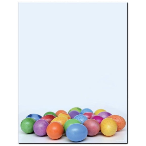 Colorful Easter Eggs Letterhead Laser & Inkjet Printer Paper - 8.5in. X 11in. - 100 Pack (olh079100) - Easter Stationery