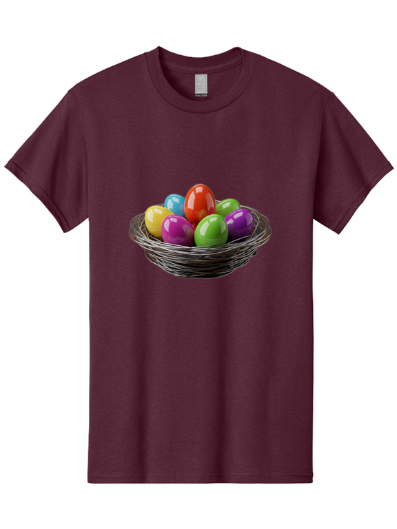 Colorful-Easter-Eggs Mens Graphic Tee, 100% Cotton, Casual Summer Wear-BAA388