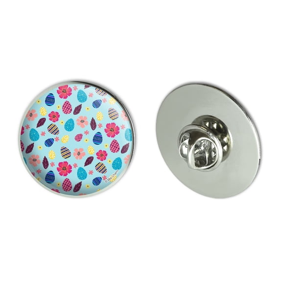 Colorful Easter Eggs and Flowers Metal 1.1" Tie Tack Hat Lapel Pin Pinback