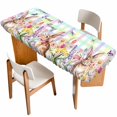 thumbnail image 1 of Colorful Easter Table Cloths for 8 Foot Rectangle Tables, Sprng Watercolor Bunny Tulip Flower Plaid Patio Waterproof Elastic Fitted Tablecloths, Washable Rectangular Table Cover for Camping, 1 of 8