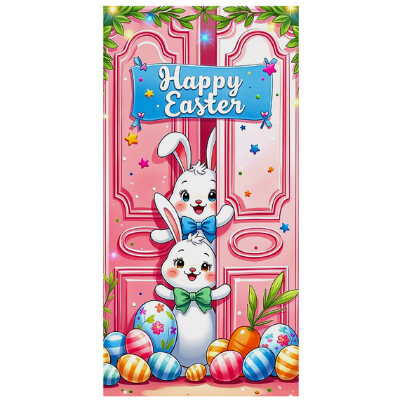 Colorful Easter Themed Banner with Bunny Elements Happy Easter Party Background Decoration for Easter Celebrations Photography Props Family Gatherings