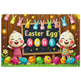 thumbnail image 1 of Colorful Easter Themed Bunny and Egg Decorated Backdrop Banner for Easter Egg Hunt Party Decorations Easter Celebrations Photography Props Spring Events, 1 of 8