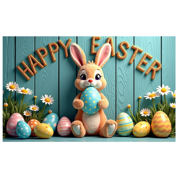 Colorful Easter Themed Bunny Egg Flower Backdrop Happy Easter Banner Party Decorations Photography Props Easter Celebrations Family Gatherings Easter Events Easter Parties