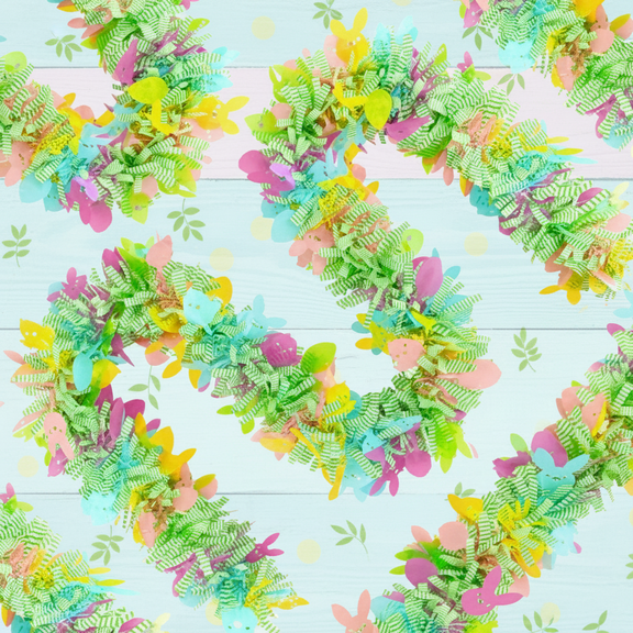 Colorful Easter Tinsel Garland with Confetti Eggs, 50ft Twist Streamers for Tree Door Stairs Mantel Party Decoration, Spring Home Decor Indoor Outdoor Hanging Ornament Supplies