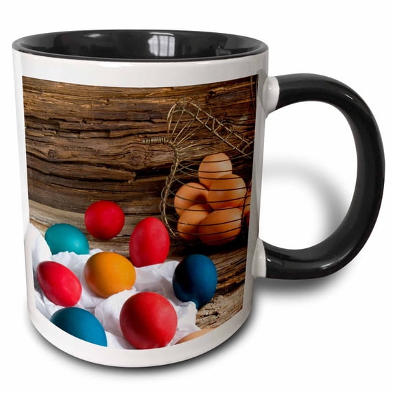 Colorful Easter eggs 15oz Two-Tone Black Mug mug-257730-9