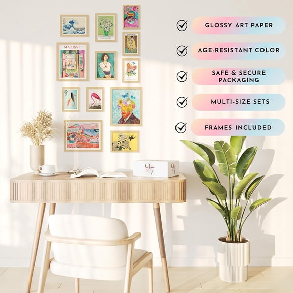 Colorful Eclectic Wall Art 3 Panels Framed Retro Maximalist Prints Trendy Decorative Accent for Bedroom Living Room Gallery Wall