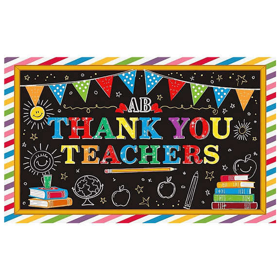 Colorful Educational Banner Thank You Teacher Polyester Material Classroom Decor for Teacher Appreciation School Event Indoor Decoration