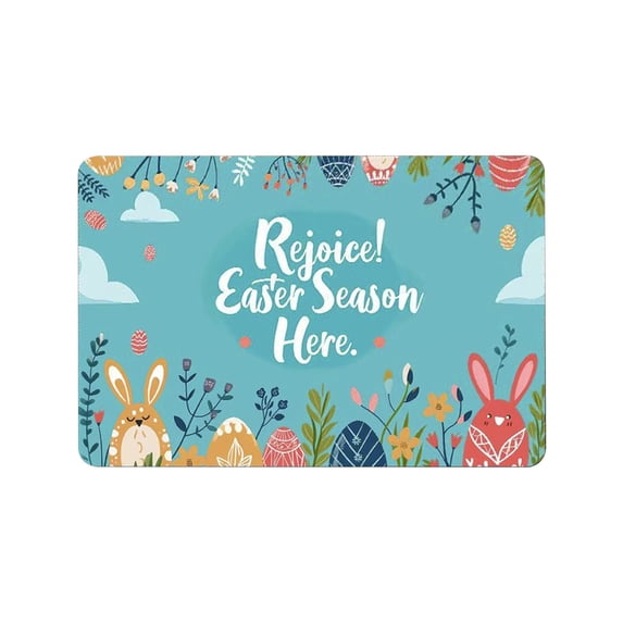 Colorful Egg Bunny Flower Easter Doormat, Home Decor Rug Door Mat Floor Mat for Indoor Outdoor (16x24 in)
