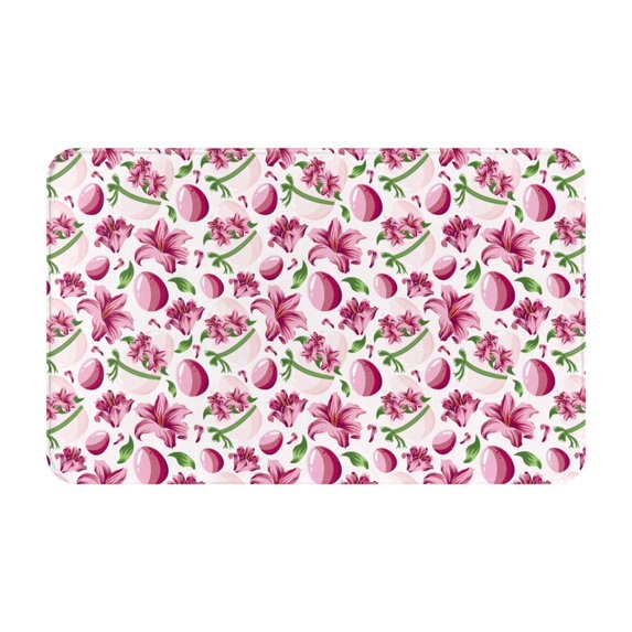 Colorful Eggs Lilies Flowers Door Mat for Indoor, Welcome Door Mats Front Entrance Rug, Non-Slip Bathroom kitchen Rugs for Inside Floor, Small Rug Dog Door Mat 20X31.5 Inch