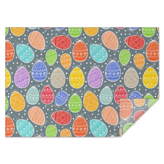 Colorful Eggs Rectangle Tablecloth 60x84 Inch, Water-Resistant Vinyl Washable Seasonal Table Cover for Easter Day Holiday Party Picnic Dinner Decor
