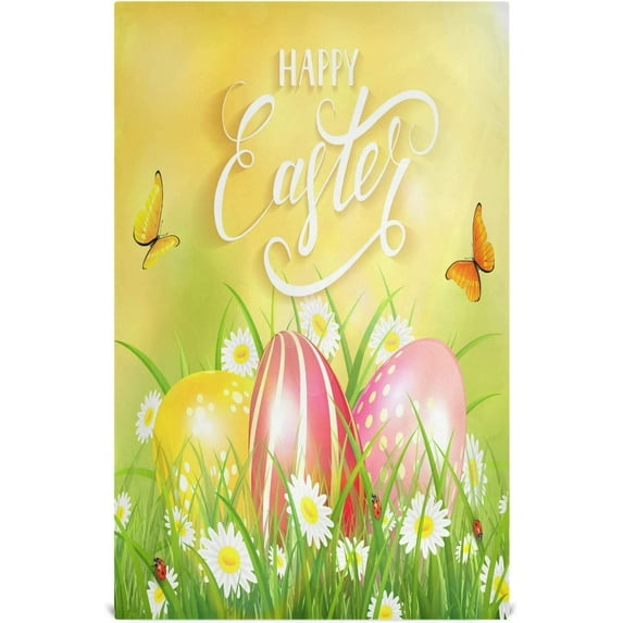 Colorful Eggs Yellow Kitchen Tea Towels Set of 4 Absorbent Hand Dish Towels, Easter Butterflies Flowers Dishcloths Lint-Free 18x28 Inch Fast Drying for Cooking Baking Home Clean