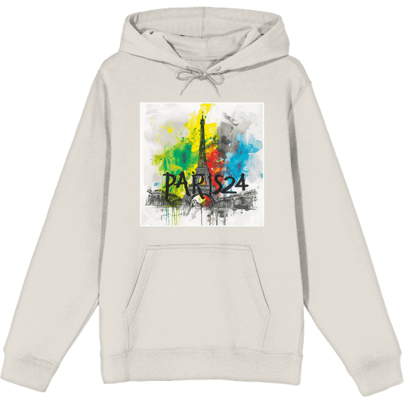 Colorful Eiffel Tower Adult Sand Long Sleeve Hoodie-Small