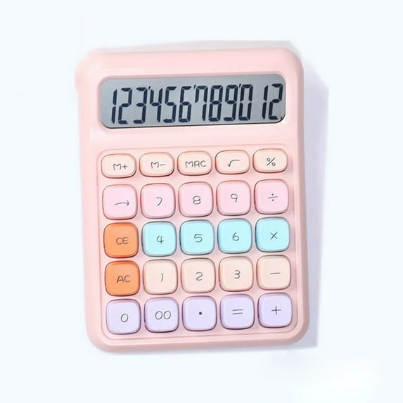 Colorful Electronic Calculator,12 Digit Large LCD Display and Big Round Buttons Candy-Colored Desktop Calculator for Office,School,Home,Business