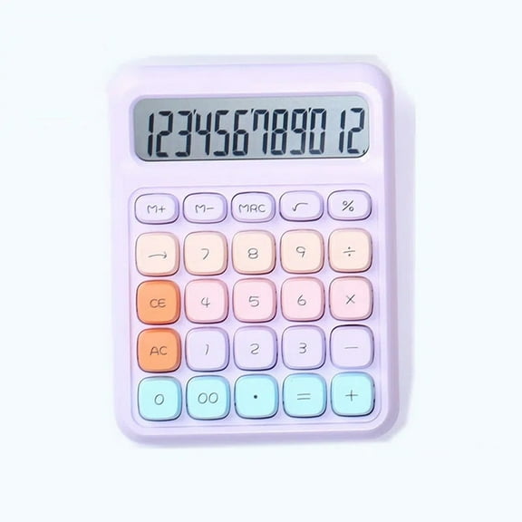 Colorful Electronic Calculator,12 Digit Large LCD Display and Big Round Buttons Candy-Colored Desktop Calculator for Office,School,Home,Business