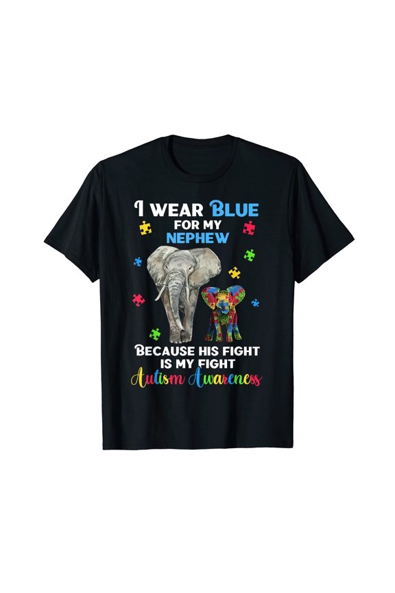 Colorful Elephant Autism Awareness T-Shirt for Fun Nephew, Uncle, and Aunt