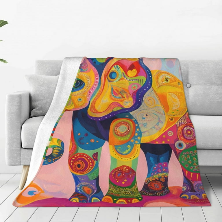 Colorful Elephant Fleece Blanket for Bed Queen Size Elephant Throw Blanket for Adults and Kids Super Soft Plush Elephant Blanket Throw Blanket for Elephant Lovers Walmart