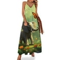thumbnail image 1 of Colorful Elephant Flower Fine Art Sleeveless Dress Summer Dress Woman 2025, 1 of 7