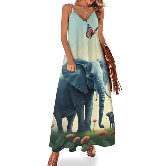 Colorful Elephant Flower Fine Art Sleeveless Dress Summer Dress Woman 2025