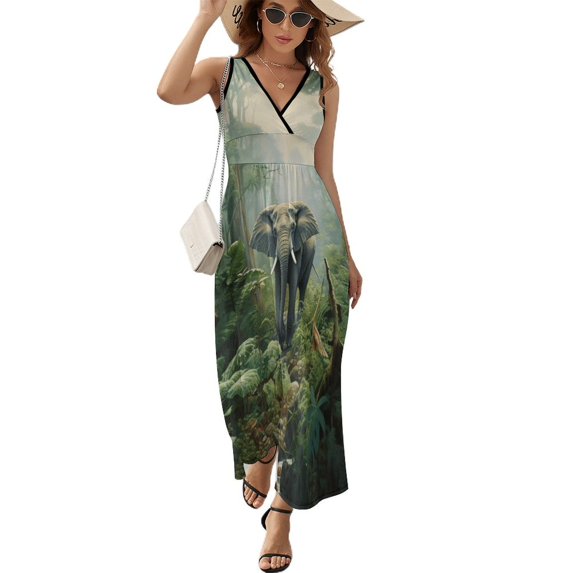 Colorful Elephant Flower King Size Sleeveless Dress Dresses Summer Women Dresses Clothing Woman Dresses Dress