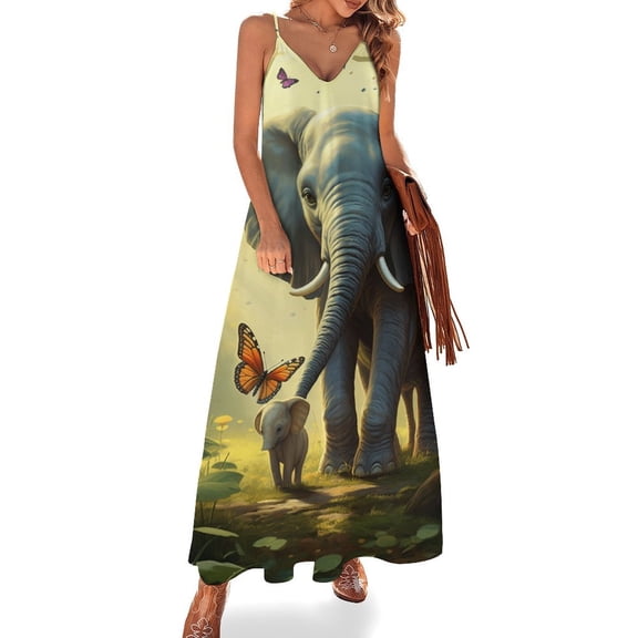 Colorful Elephant Flower Sleeveless Dress for Women Clothing Female Women's Summer Skirt