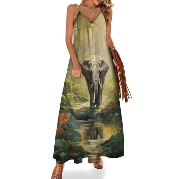 Colorful Elephant Flower Sleeveless Dress for Women Clothing Female Women's Summer Skirt