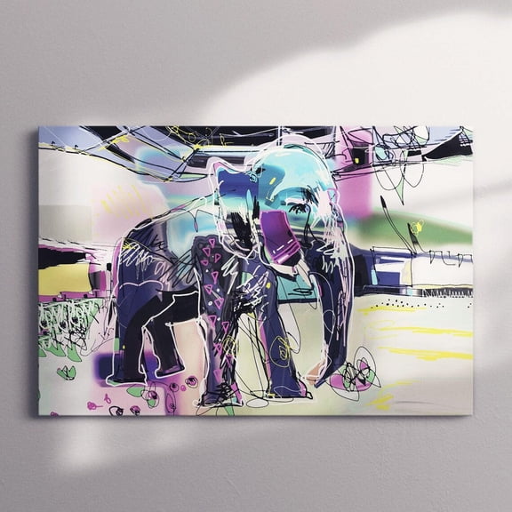 Colorful Elephant Graffiti Poster, Unframed Paper Poster 8x10in