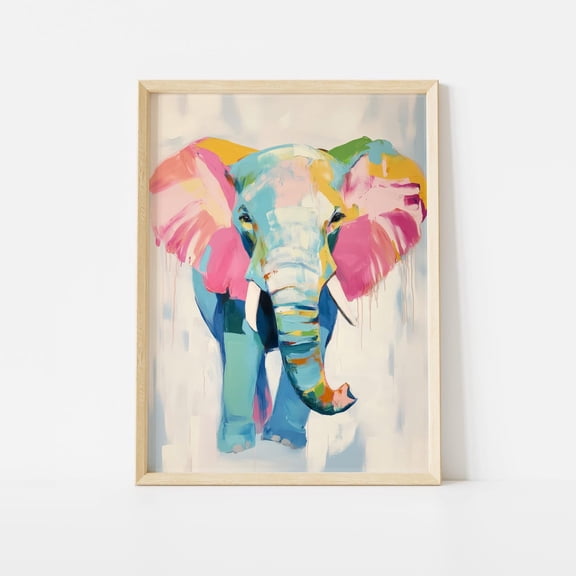 Colorful Elephant Pastel Safari Wall Art Poster Unframed Paper Print