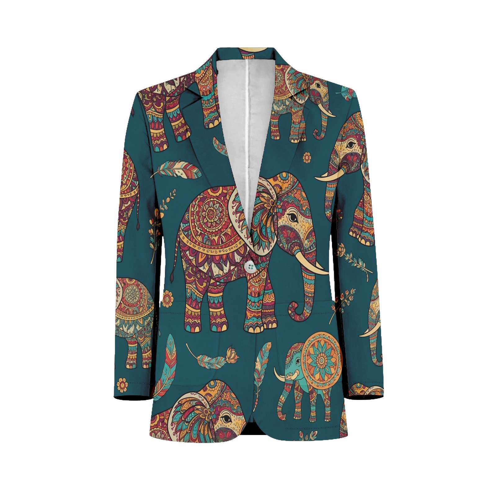 Colorful Elephant Pattern Fabric Mens Suits Shawl Collar Slim Fit Suit ...