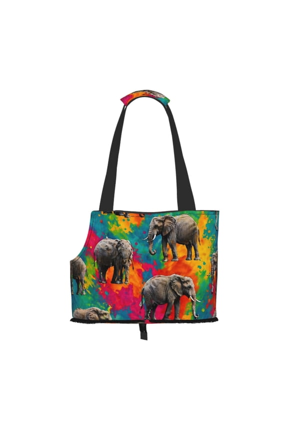 Colorful Elephant Safari Pet Tote Bag Lightweight Shoulder Bag for Shopping and Travel