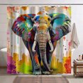 Colorful Elephant Shower Curtain Unique Artistic Design Bathroom Decor
