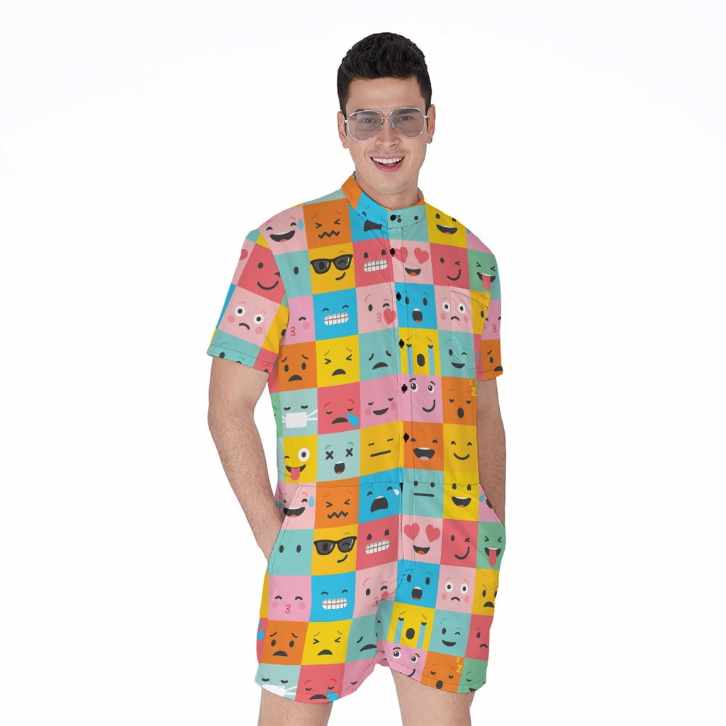 Emoji Dessert Pattern Print Men Long Robe