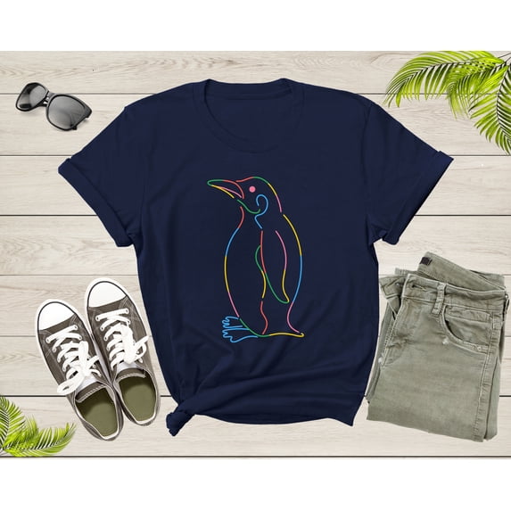 Colorful Emperor Penguin Bird Animal Standing Cool Profile T-shirt Penguin Shirt Penguin Lover Gift Animal Lover Shirt Emperor Penguin Shirt