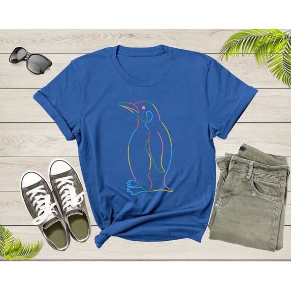 Colorful Emperor Penguin Bird Animal Standing Cool Profile T-shirt Penguin Shirt Penguin Lover Gift Animal Lover Shirt Emperor Penguin Shirt