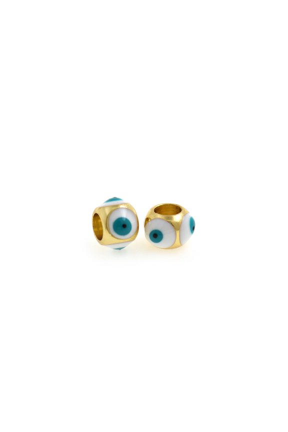 Colorful Enamel Evil Eye Spacer Beads,18k Gold Filled Loose Large Hole Beads,DIY Personalized Jewelry 8x6mm 10cs