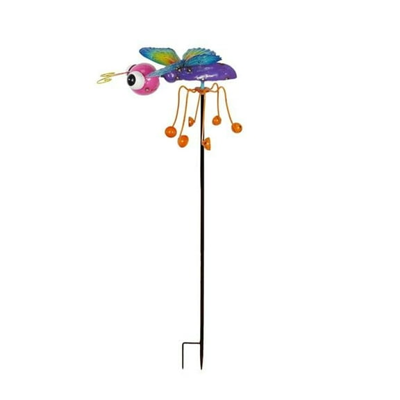Colorful Enameled Metal Butterfly Statue Stake w/ Spinning Legs