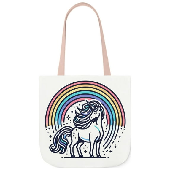 Colorful Enchanted Unicorn and Rainbow Tote Bag, Cloth Shopping Bag