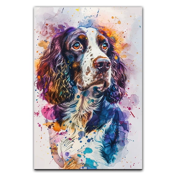 Colorful English Springer Spaniel Wall Art Abstract Dog Posters Animal Canvas Painting Prints Cute Picture for Kids Living Room