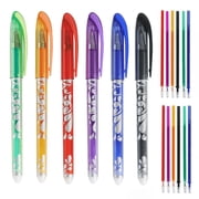 Colorful Erasable Gel Pen Set 6Pcs Pens with 12Pcs Refills Smooth Writing Removable Ink Pen Stationery Kit for Student Daily Use