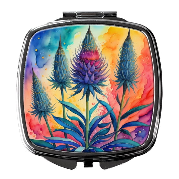 Colorful Eryngium Compact Mirror 2.75 in x 3 in
