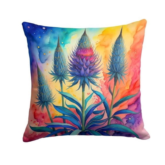 Colorful Eryngium Fabric Decorative Pillow 18 in x 18 in